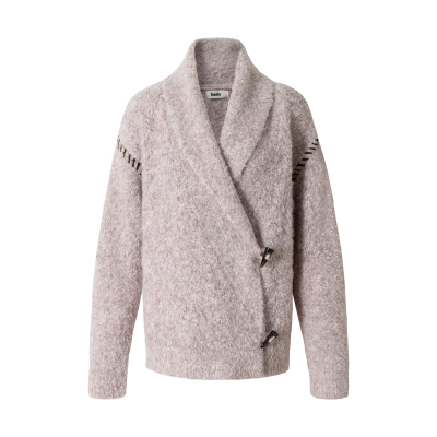 「heris」柔雾粉青果领毛衣外套