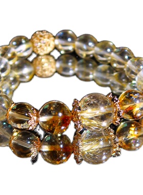 天然金贵黄托帕水晶手链