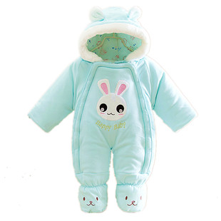 新生儿外出抱抱服婴儿秋冬季加厚包脚连体衣宝宝哈衣棉衣爬服拉链