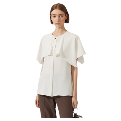 ICB防UV接触冷感防皱可洗聚酯双层布手帕袖衬衫女ONWARD