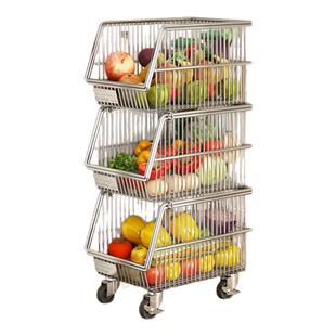 环图厨房夹缝小推车水果蔬菜收纳架子家用可移动菜篮子分层置物架
