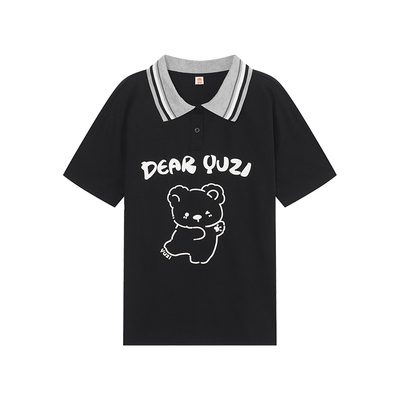 YUZI鱼子学院风POLO领T恤大码