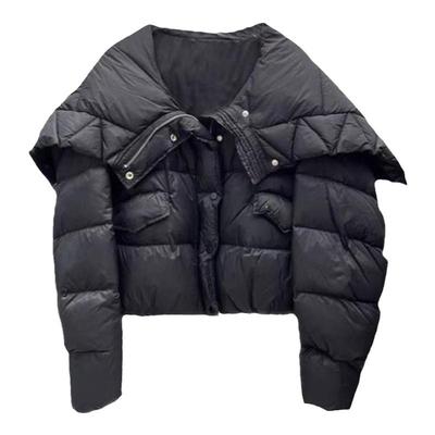 百搭白鸭绒短款翻领拉链羽绒服女