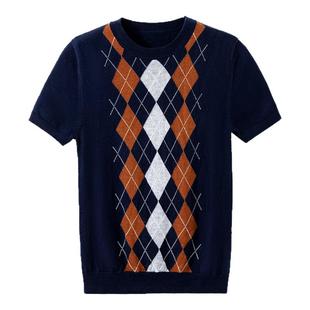 【学院派乖乖女】1OO%羊毛 简约通勤POLO领菱格纹提花针织衫女