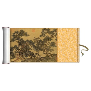 唐寅唐伯虎《溪山渔隐图》高清微喷原大复制品复古书画临摹装饰画