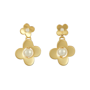 宇宙记号「露珠亲吻花朵时」耳钉-小众原创两戴珍珠耳环可爱通勤