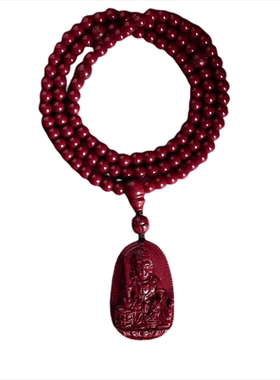 天然高含量朱砂吊坠本命佛珠