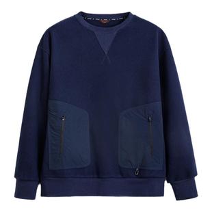 马登工装美式复古重磅毛呢卫衣宽松保暖拼接口袋圆领上衣男秋冬季