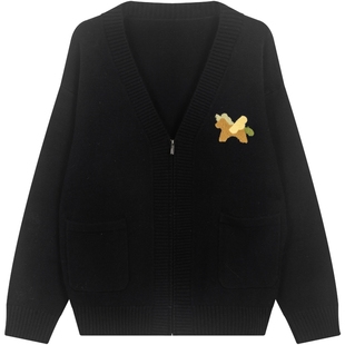 bosie伯喜2025年春季新款拉链开襟毛衣男情侣针织衫通勤毛衫百搭