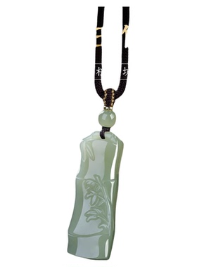 天然新疆老坑和田玉竹节吊坠