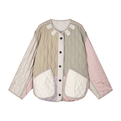 多种面料撞色拼接M65内胆棉服