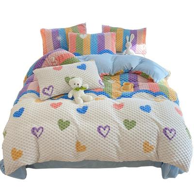 保暖牛奶豆豆绒被套公主床单床笠