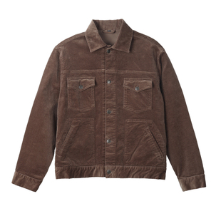 春季新款男士灯芯绒夹克宽松大码飞行员复古外套机车风弹力上衣