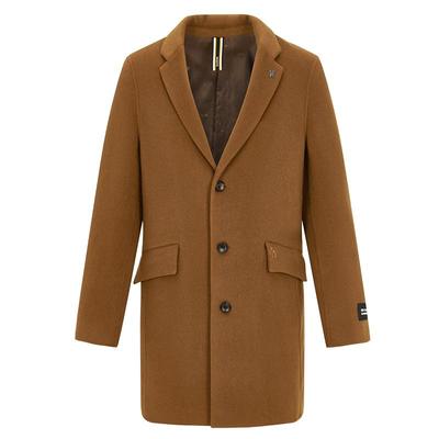 Hazzys哈吉斯冬季手工羊毛大衣男保暖时尚休闲纯色通勤外套潮上衣