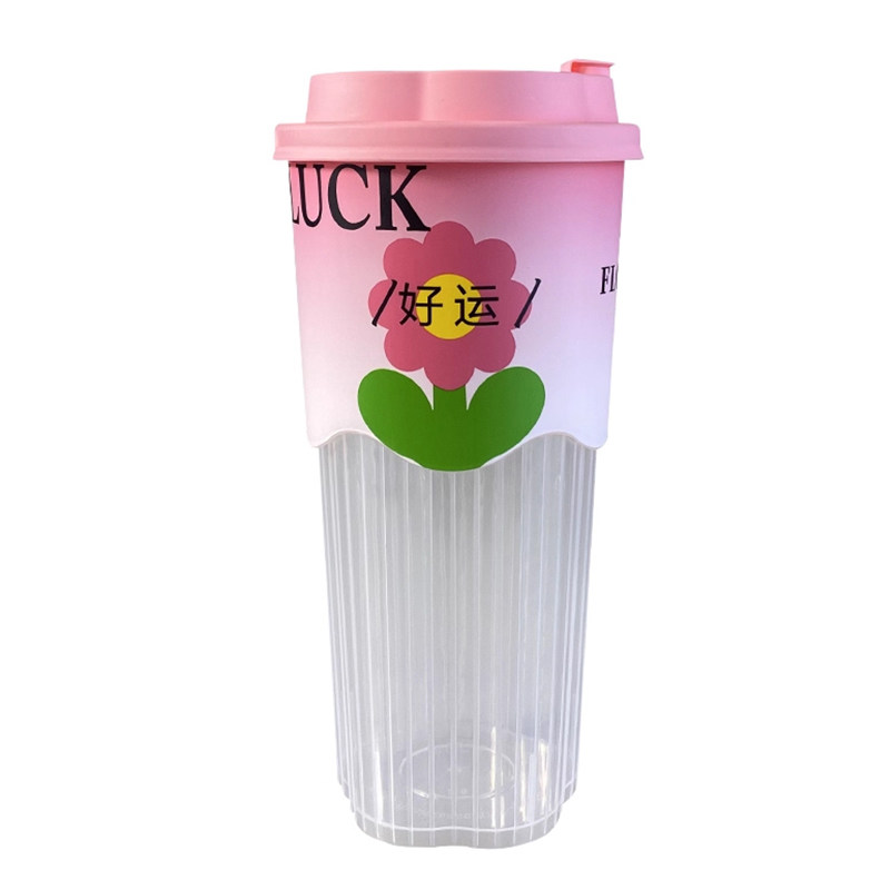 一次性网红膜内贴注塑杯加厚国风柠檬水果茶PP塑杯商用奶茶塑料杯