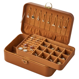 首饰盒高档精致带锁大容量耳环戒指项链珠宝盒多层首饰收纳盒新款