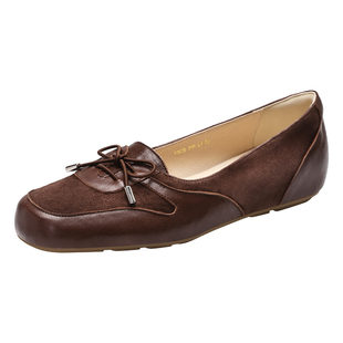 MILLIE'S/妙丽复古风系带豆豆鞋女春季百搭一脚蹬浅口单鞋乐福鞋