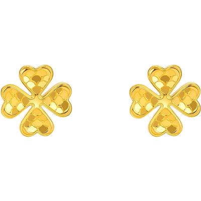 周六福5G四叶草黄金耳饰女无极金计价足金耳钉送女友新年礼物