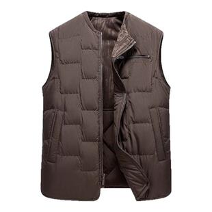 雪中飞羽绒马甲男式无领双面穿外穿秋冬季新款保暖防寒羽绒服背心