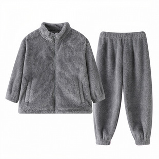 冬季儿童A类睡衣珊瑚绒加厚双面加绒温暖加倍男童女童睡衣家居服