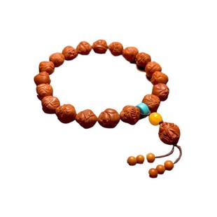 小财神龙纹桃核手串男款高端小桃胡桃木雕刻核雕八宝财神八方来财