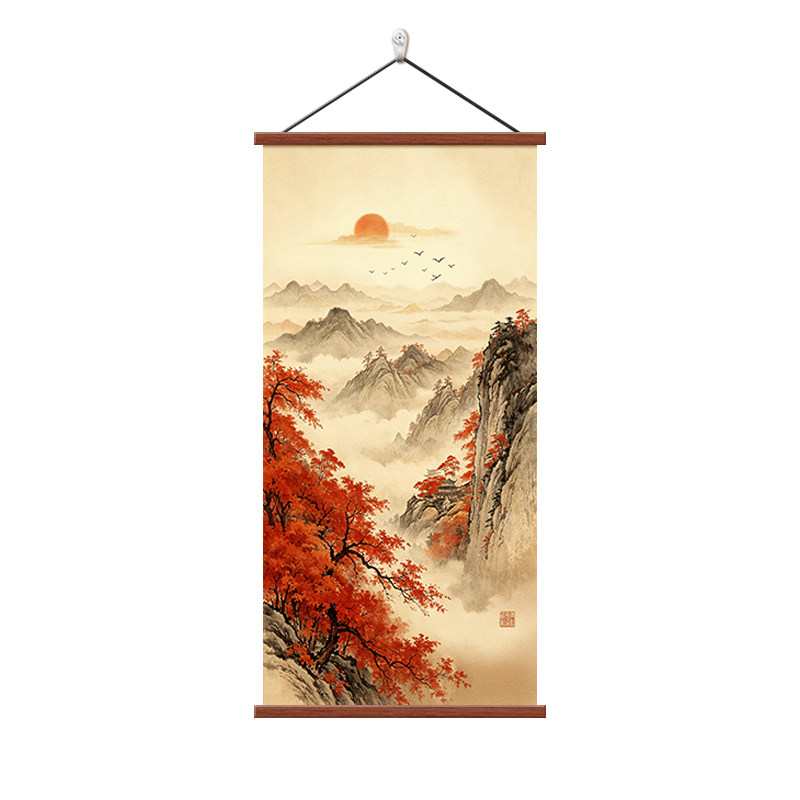 鸿运当头山水画玄关装饰画