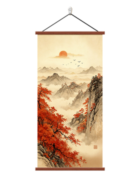 鸿运当头山水画玄关装饰画