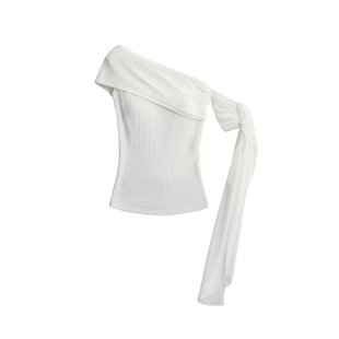 SPEAR YOUTH“扑面而来”原创飘带一字肩针织短袖t恤修身显瘦上衣