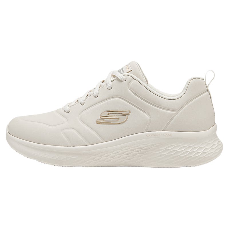 Skechers斯凯奇女鞋休闲运动鞋官方旗舰秋季皮面防水白色跑步鞋女