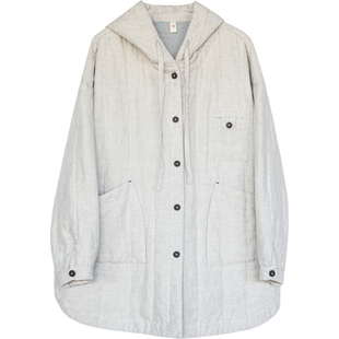 古石后原创布衣棉服女外套百搭休闲宽松连帽保暖防寒雨露麻棉袄