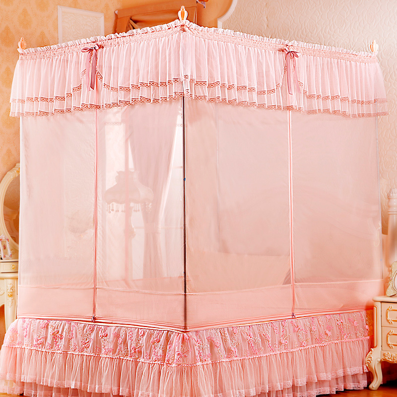 方顶三门防摔拉炼蚊帐家用2021新款有底1.8米1.5m蒙古包双人床