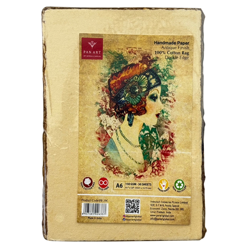 印度PAN ART 复古手工毛边纸水彩纸 水彩本艺术家手工纸