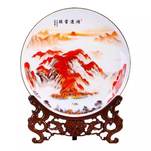 景德镇陶瓷器鸿运当头挂盘装饰盘子摆件客厅纪念礼品定制高级感
