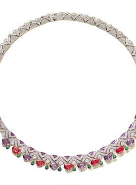 彩色项链晚宴配饰满钻choker女