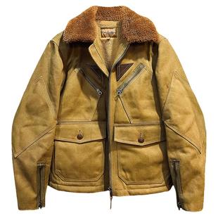 美式复古军事风油蜡帆布马歇尔飞行服羊羔毛内里无畏严寒一件过冬