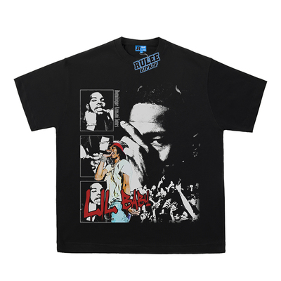 Lil Baby 利尔贝比 说唱人像vintage圆领嘻哈饶舌直喷宽松短袖T恤