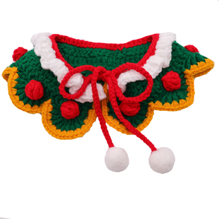 宠物围脖新年狗狗猫咪项圈秋冬衣服可爱口水巾装饰围兜猫过年饰品