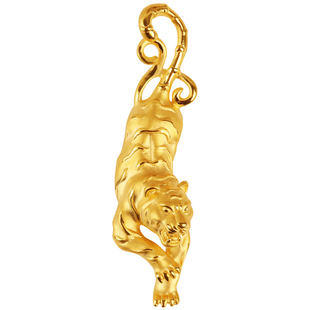 999足金吊坠硬金老虎吊坠 猛虎下山生肖虎年黄金项链男女款礼物