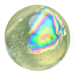 纯天然七彩虹黄水晶球摆件阿赛斯特莱原矿石带隐形白发晶兔毛158