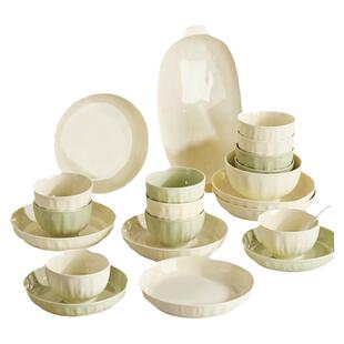 奶油风碗碟套装家用2026新款碗盘餐具高颜值乔迁陶瓷碗筷盘子碗具