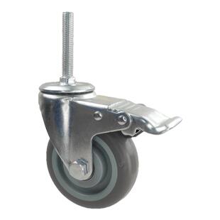 万向轮丝杆1.5寸2寸2.5家具椅子轮子3/4/5寸刹车货架橡胶静音脚轮