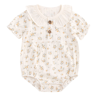 婴儿衣服夏薄女宝宝包屁衣百天纯棉套装a类公主风碎花满月服短袖