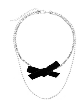 适合年会戴的项链~女丝绒蝴蝶结