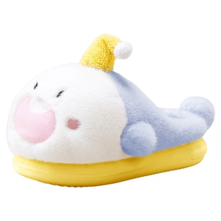 chikoku可爱小鲨帽棉拖鞋女冬季加绒保暖居家室内厚底鲨鱼毛毛拖