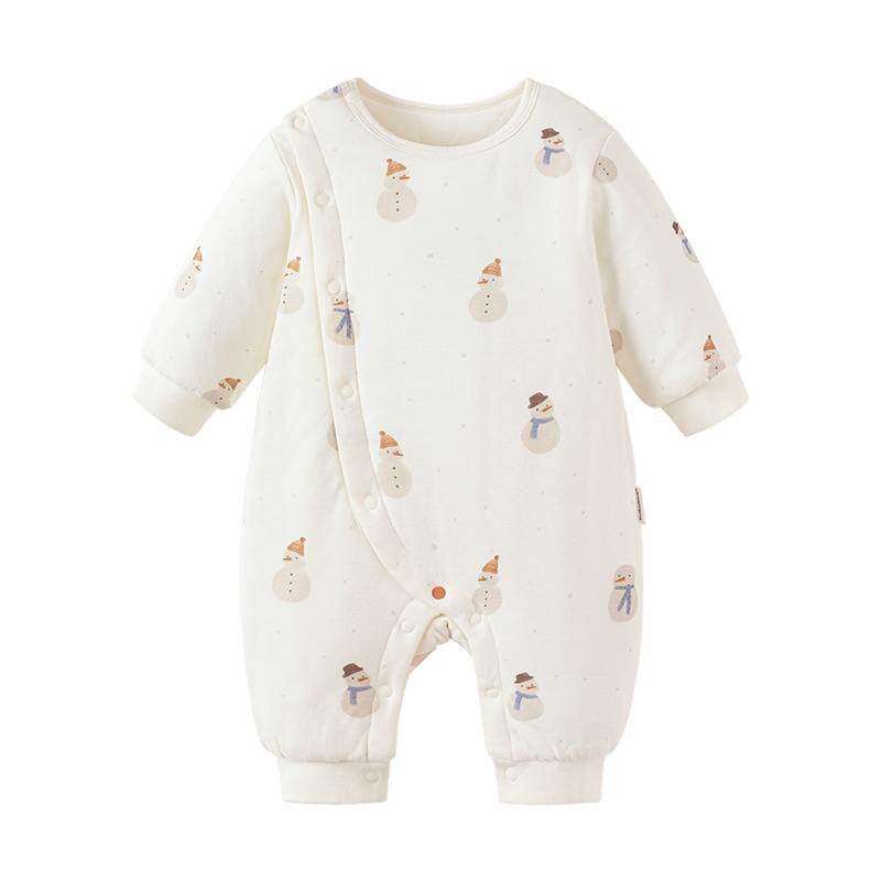 babylove婴儿连体衣秋冬款夹棉哈衣保暖棉服宝宝居家爬服雪宝墩墩