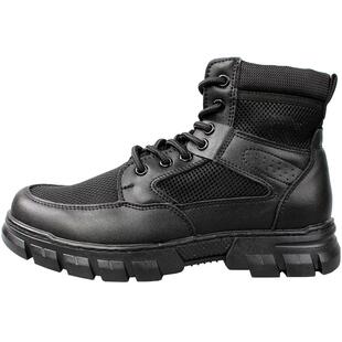 夏季保安鞋男轻便中帮网眼作战靴真皮透气作训靴耐磨特训鞋短战靴