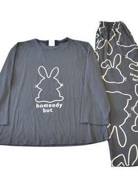 女纯棉睡衣春秋情侣大码家居服