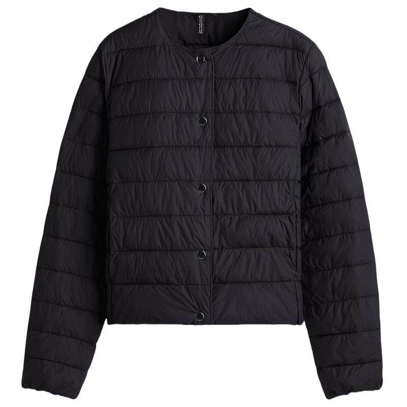 HM女装棉服冬季保暖里外皆暖穿搭绗缝尼龙夹棉排骨外套1294649
