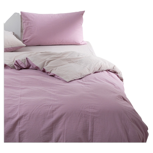 A类母婴级全棉水洗棉四件套简约纯棉被套纯色双拼床单床笠定制