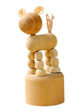 创意可diy涂色木偶动物模型摆件